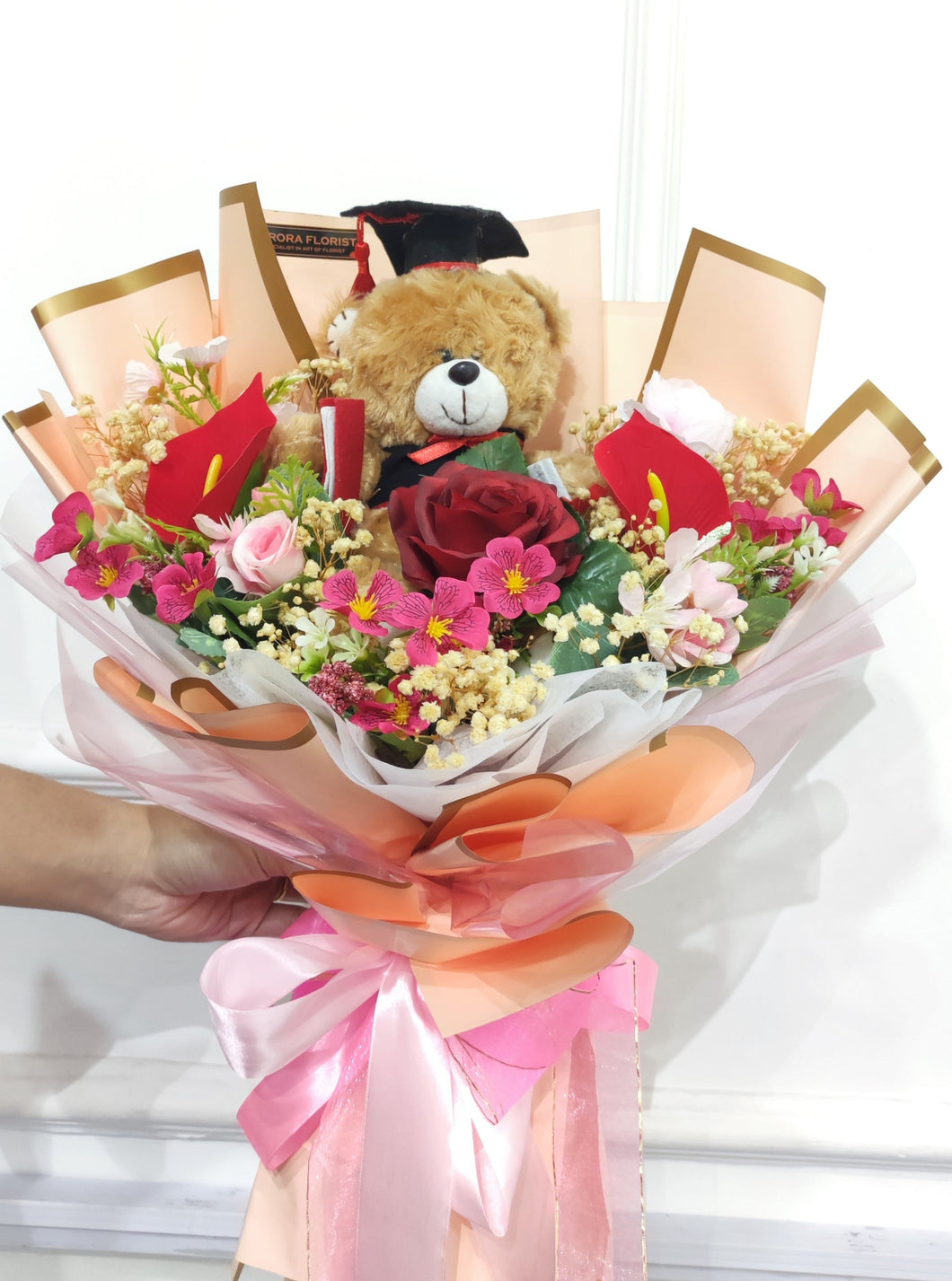 Bouquet Graduation Red Rose & Calla Lily5  (Artificial Flower)