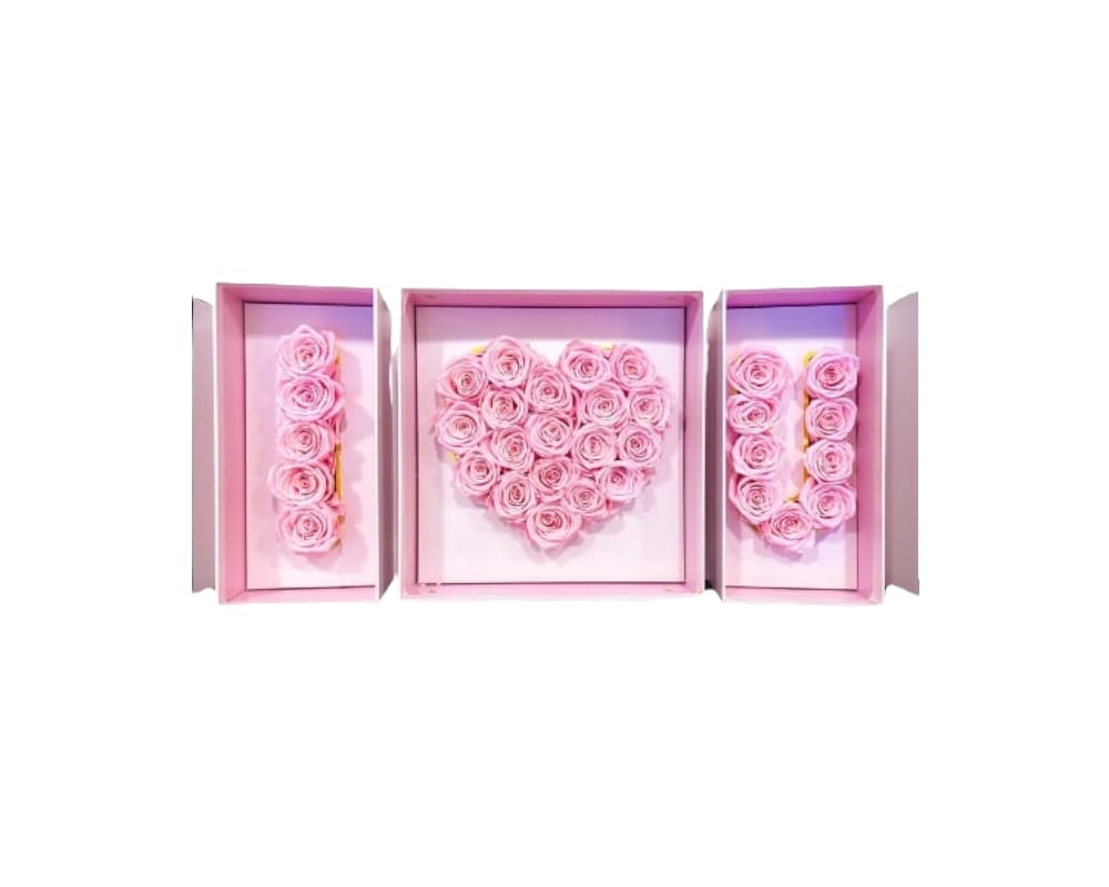 Box I LOVE YOU Pink Rose - Valentine's Day