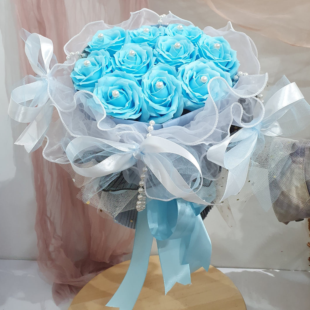 Blue Sky  Rose Bouquet  ( Soap Flower)