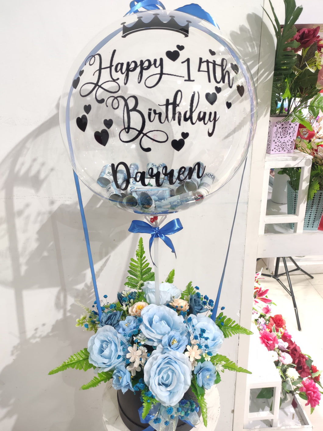 Box Balloon Birthday - Artificial Flowers