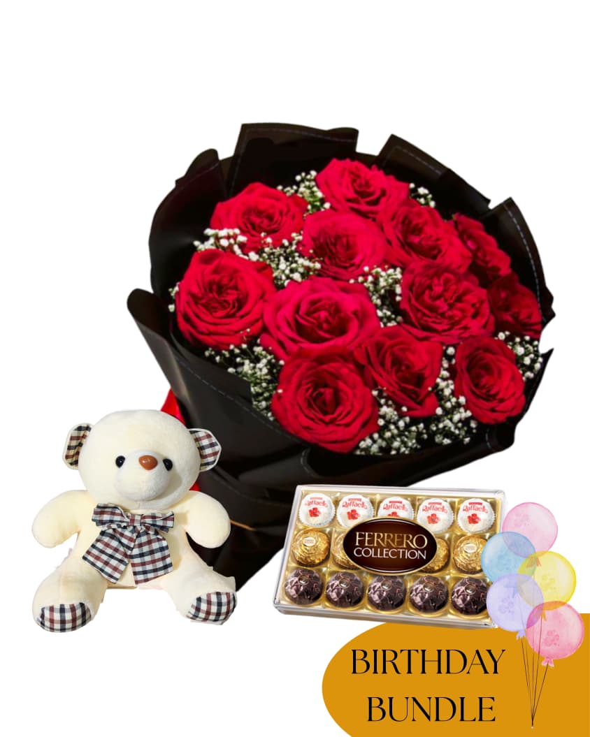 Bundle 01 ( Soft Toys, Red Rose, Ferrero Chocolate)
