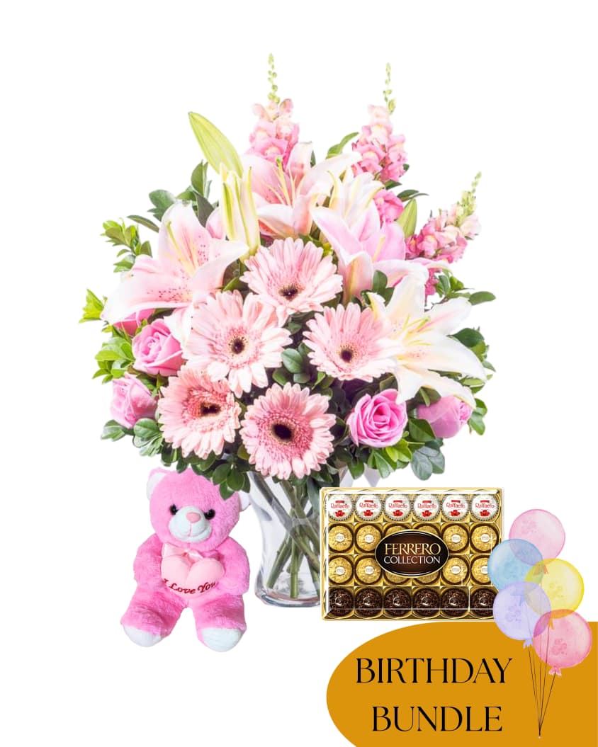 Bundle 02 ( Soft Toys,Vase Flower, Ferrero Chocolate)