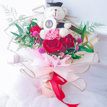 Load image into Gallery viewer, Red Rose Graduation &amp; White Teddy Bear (Medium Size)
