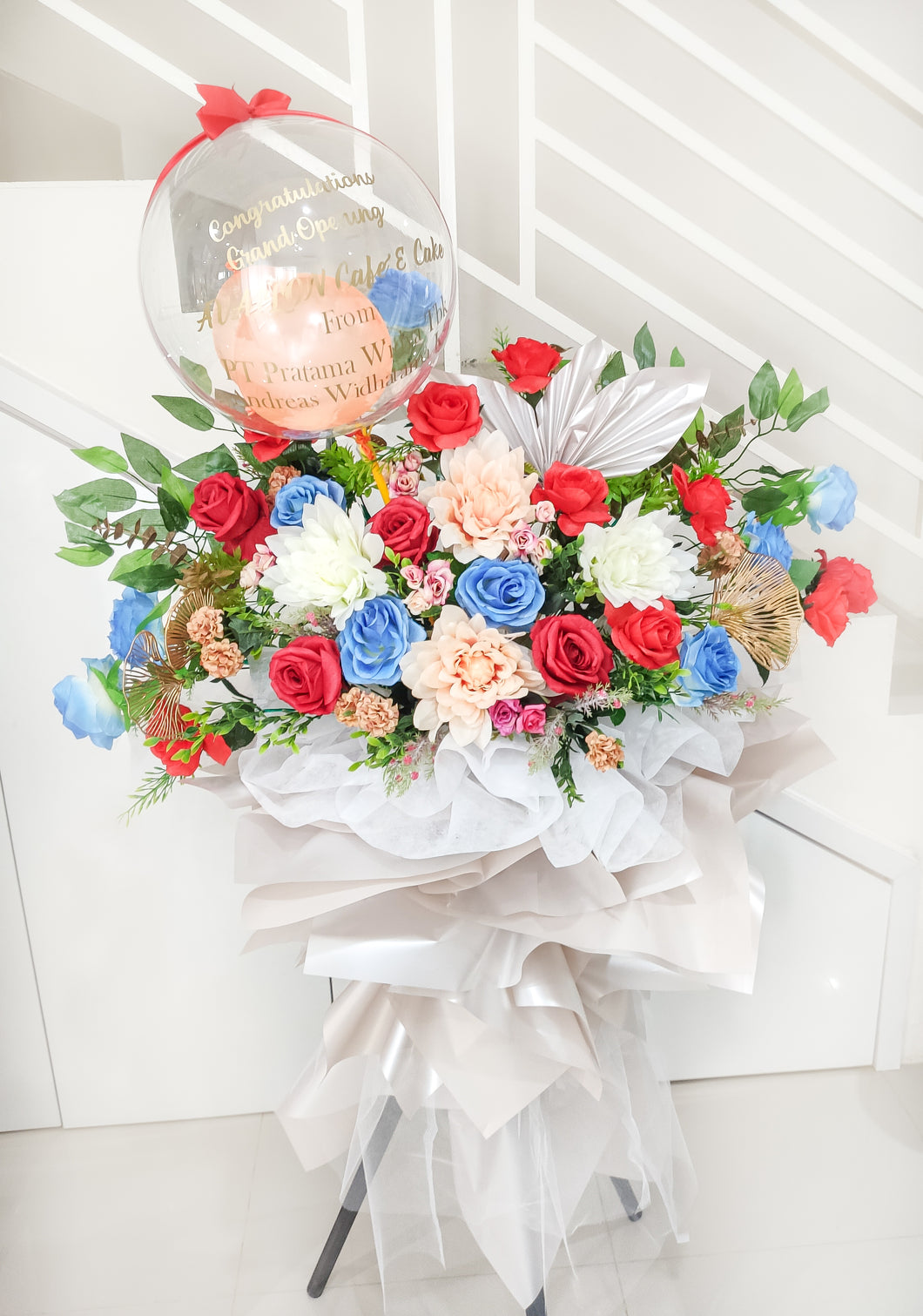 Flower Stand Bouquet with Balloon (Artificial Flower)