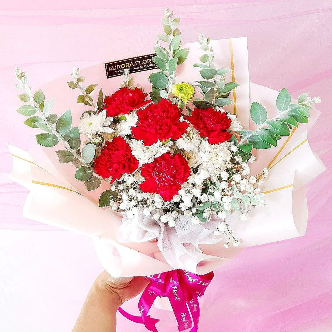5 carnation  red  fresh Flower
